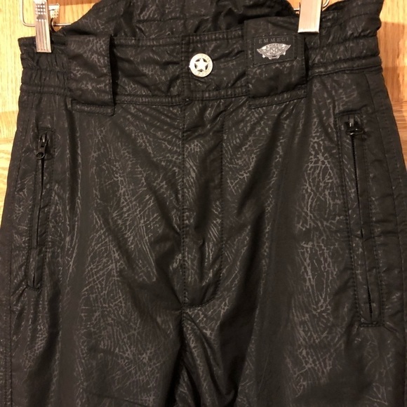 VTG 80’s Emmegi Black Printed Ski Snow Pant Sz. XS Zip Pockets Cozy Warm - Picture 2 of 5